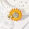 Sunflower & Bee Alloy Enamel Brooches PW-WG45BEB-01-4