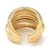 Rack Plating Brass Criss Cross Open Cuff Rings with Cubic Zirconia RJEW-D008-01G-3