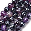 Electroplated Natural Agate Beads Strands G-B191-A07-10mm-10-2