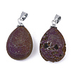 Electroplate Natural Druzy Geode Agate Pendants G-S344-63B-2