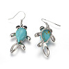 Synthetic Turquoise Dangle Earrings EJEW-F097-02P-2