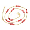 Brass Enamel Column Link Chain Necklaces NJEW-H039-05G-03-2