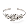 Hollow Out 304 Stainless Steel Leaf Cuff Bangles BJEW-G694-07P-2