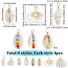 32Pcs 8 Styles Natural Mixed Shell Copper Wire Wrapped Pendants FIND-SC0015-47-2
