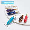 ARRICRAFT 10Pcs 10 Colors Gemstone with Steel Wire Wrapped Pendants G-AR0004-03LG-2