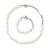 Natural Baroque Pearl Beaded Necklace & Bracelet with 304 Stainless Steel Paperclip Chains SJEW-JS01262-1