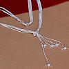 Popular Silver Color Plated Brass 3-strand Snake Chain Necklaces NJEW-BB12707-3