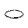 Bohemian Natural Indian Agate & Platinum Synthetic Non-magnetic Hematite Beaded Stretch Bracelets for Women Men LS-NY1304-9-1