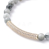 Round Natural Hawk's Eye Beads Stretch Bracelet for Girl Women BJEW-JB07151-01-4