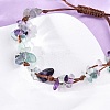 Adjustable Natural Fluorite Braided Bead Bracelets for Women BJEW-U035-02I-2