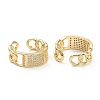 Brass Micro Pave Clear Cubic Zirconia Cuff Rings X-ZIRC-M117-04G-2
