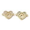 Brass Micro Pave Clear Cubic Zirconia Connector Charms KK-R148-04G-1