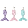 Handmade Macrame Cotton Threads Mermaid Tail Pendant Decoration HJEW-JM02626-2