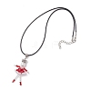 2Pcs 2 Colors Alloy Glass Beaded Christmas Doll Pendant Necklaces NJEW-MZ00135-5