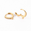 Brass Micro Pave Clear Cubic Zirconia Hoop Earring Findings X-ZIRC-S068-009B-NF-2