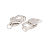 Brass Micro Pave Clear Cubic Zirconia Lobster Claw Clasps ZIRC-P098-14P-2
