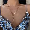 Cross Brass with Rhinestone Lariat Necklaces FS-WG1426B-06-1