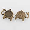 Lovely Elephant with Love Alloy Pendant Cabochon Settings PALLOY-N0088-54AB-NF-2