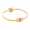 Crystal Rhinestone Flat Round with Roman Numeral Bangle BJEW-N017-011LG-2