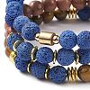 3Pcs 3 Style Natural & Synthetic Mixed Stone Stretch Bracelets Set with Wood Beaded for Women BJEW-JB08356-5