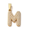 304 Stainless Steel Micro Pave Clear Cubic Zirconia Pendants CU-CBA703A-05G-M-1
