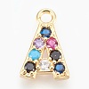 Brass Micro Pave Cubic Zirconia Charms ZIRC-F089-01G-A-1
