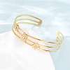 304 Stainless Steel & Rhinestone Cuff Bangles for Women BJEW-C155-01B-G-3