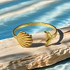 Marine 304 Stainless Steel Cuff Bangles for Women BJEW-Z147-01G-04-1