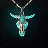 Alloy Ox Head Pendant Necklace with Stainless Steel Chains JN1135C-3