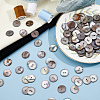 200Pcs 2-Hole Flat Round Natural Black Shell Buttons SHEL-HS0001-04-5