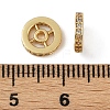 Flat Round Brass Micro Pave Clear Cubic Zirconia Beads KK-R224-13G-01-3