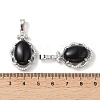 Natural Obsidian Oval Pendants G-NH0025-15P-09-3