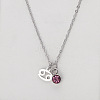 304 Stainless Steel Light Amethyst Rhinestone Birth Stone Constellation Pendant Necklaces FS-WG76580-18-1