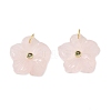 Brass & Natural Rose Quartz & Cubic Zirconia Pendants GG-CBAD360-18G-01-1
