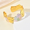 Textured Brass Enamel Cuff Bangles for Women BJEW-A173-04G-2