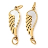 304 Stainless Steel Pave Natural White Shell Wing Connector Charms STAS-Q345-23G-1
