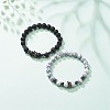 2Pcs 2 Style Natural Lava Rock & Synthetic Howlite & Hematite Stretch Bracelets Set with Alloy Crown BJEW-JB08482-2