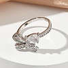 Brass Micro Pave Cubic Zirconia Cuff Open Rings RJEW-C163-17P-2