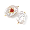 Natural Baroque Keshi Pearl & Glass Pendants PALLOY-JF05928-02-2