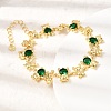 Brass Micro Pave Cubic Zirconia Link Chain Bracelets for Women BJEW-D457-01G-02-3