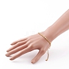 Brass Heart Charm Bracelets BJEW-JB05860-3