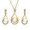 Teardrop Alloy Crystal Rhinestone Stud Dangle Earrings & Pendant Necklaces Sets WGE0910-01-5