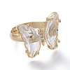 Adjustable Brass Glass Finger Rings RJEW-P148-A01-09-2