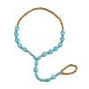 Synthetic Turquoise Oval & Glass Beaded Stretch Toe Ring Anklets for Women AJEW-K052-02-2