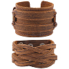 2Pcs 2 Styles Leather Wrap Snap Bracelets BJEW-CL0001-42-1