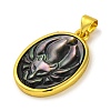 Natural Black Lip Shell Carved Nine Tailed Fox Pendants KK-D537-08G-02-2