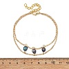 Brass Cable Chains & Rice Natural Cultured Freshwater Pearl Double Layers Bracelets for Women BJEW-JB14135-02-4