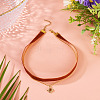 Alloy Resin Sun Pendant Single Face Dark Red Velvet Ribbon & Brass Chain Double Layered Choker Necklaces NJEW-TAC0039-4
