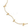Brass Curved Bar Link Chains with Round Ball Charms Anklets for Women AJEW-AN00713-4