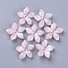  Jewelry Beads Findings 5-Petal Cellulose Acetate(Resin) Bead Caps, Flower, Pink, 20.5~21.5x22~23x4.5mm, Hole: 1.2mm
